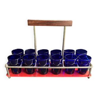 Blue liqueur glass set