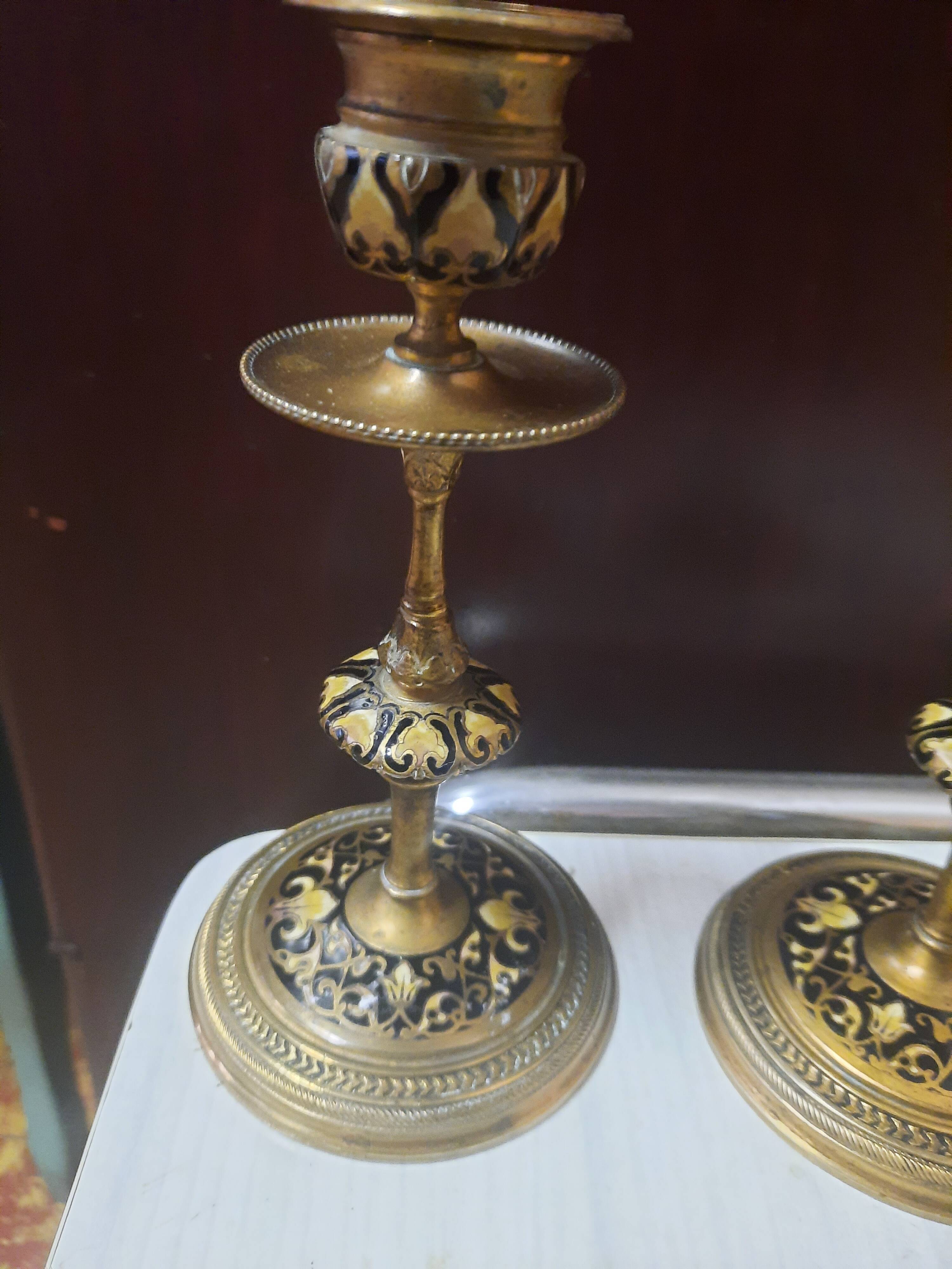 Pair of gilded bronze candlesticks Napoleon III