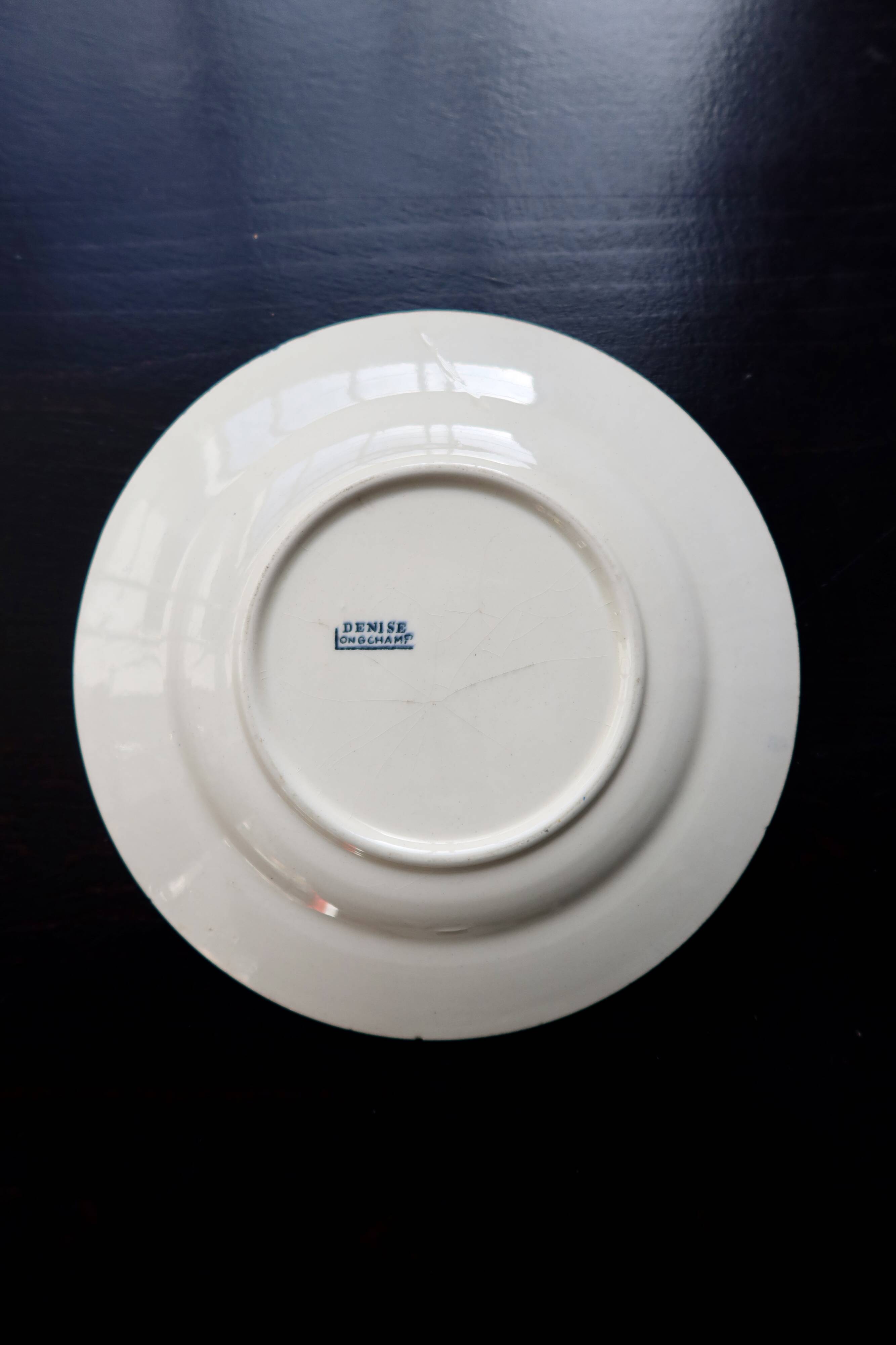 Antique dessert plate, Longchamp ironstone, Denise model.