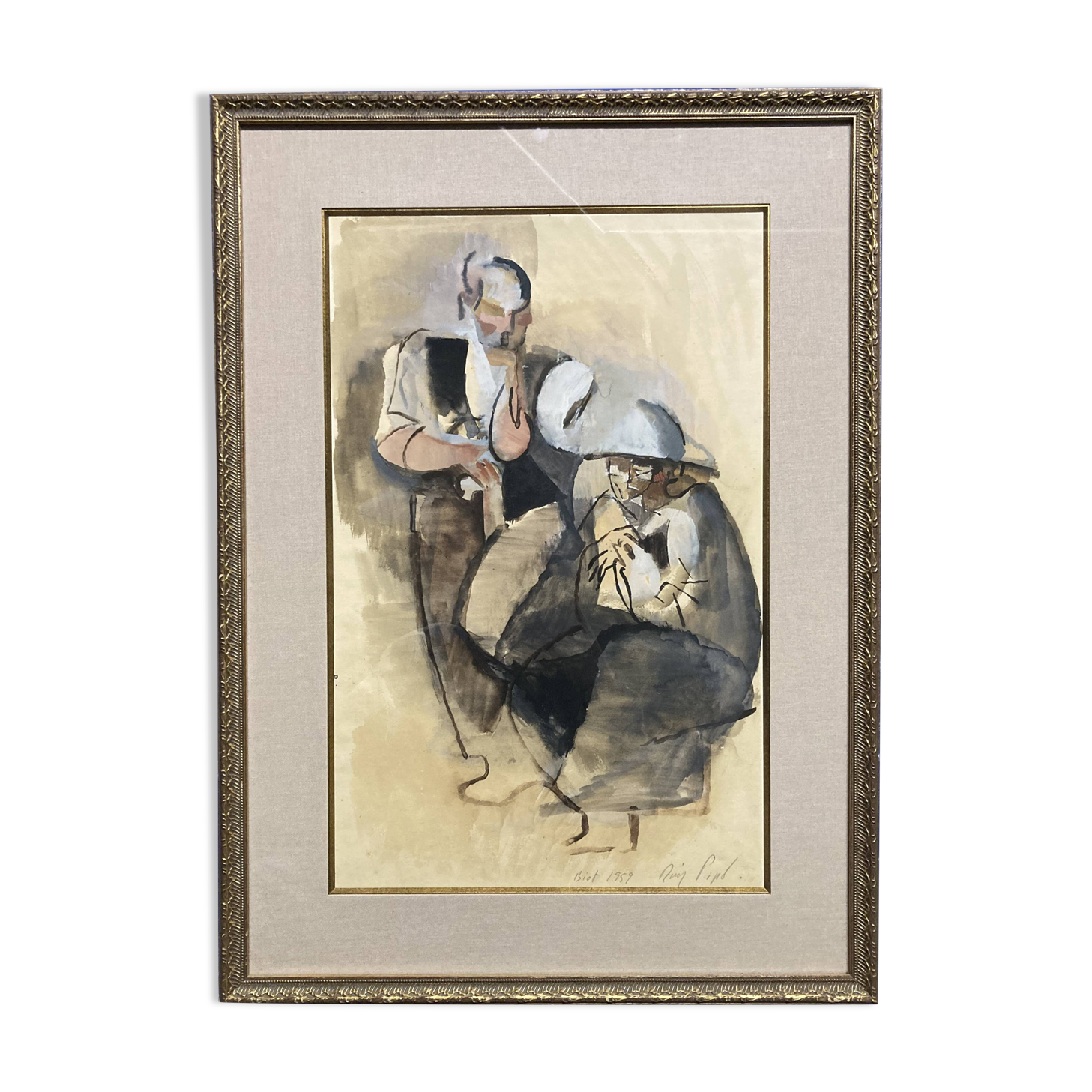 Manolo Ruiz-Pipó (1929-1998), Biotin Couple, watercolor and gouache, 1959