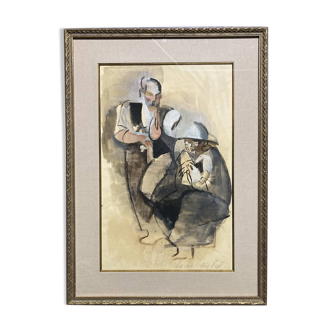 Manolo Ruiz-Pipó (1929-1998), Couple Biotin, aquarelle et gouache, 1959