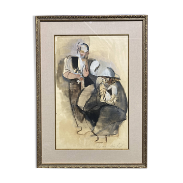 Manolo Ruiz-Pipó (1929-1998), Biotin Couple, watercolor and gouache, 1959