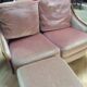 Velvet sofa and its ottoman