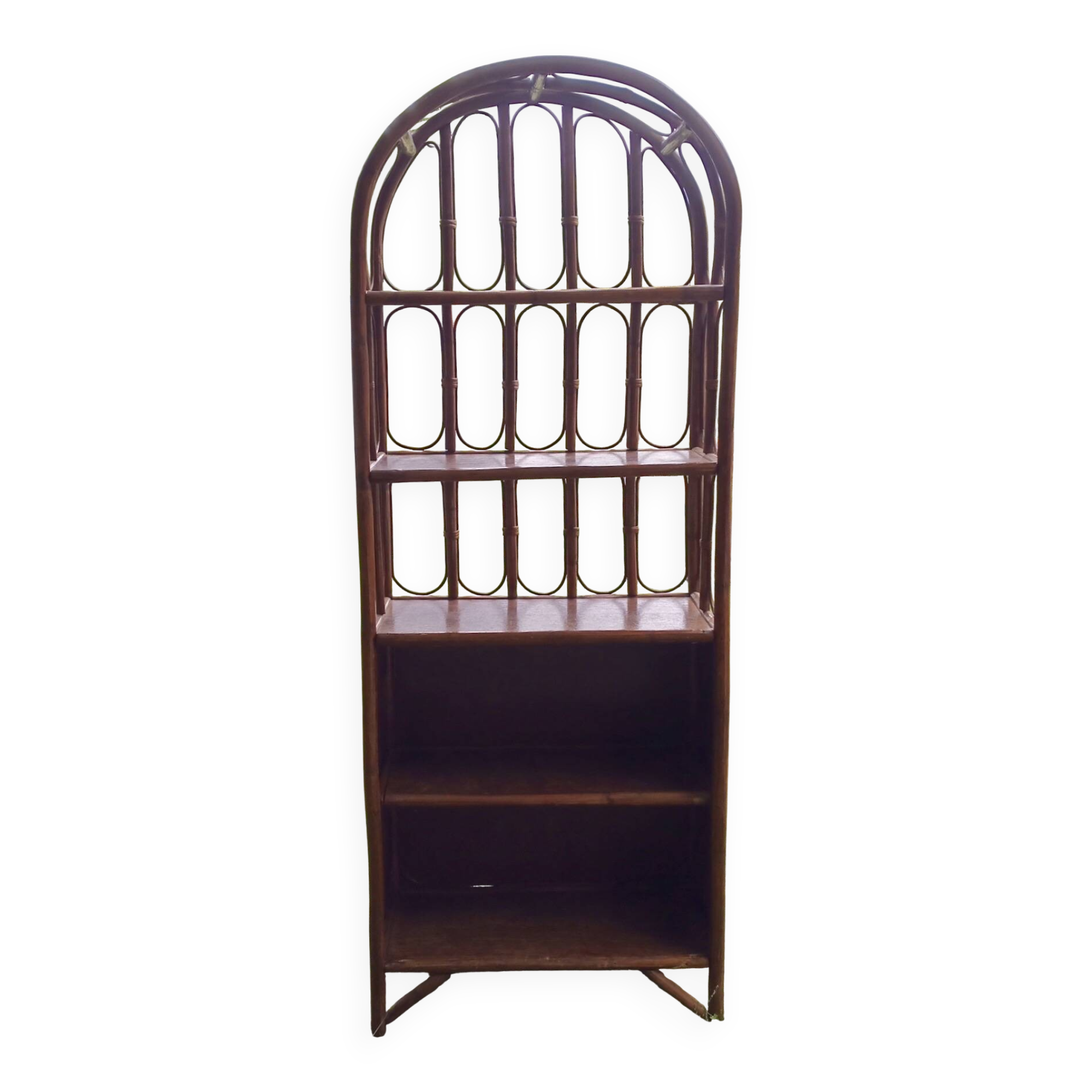 5-tier rattan bookcase shelf