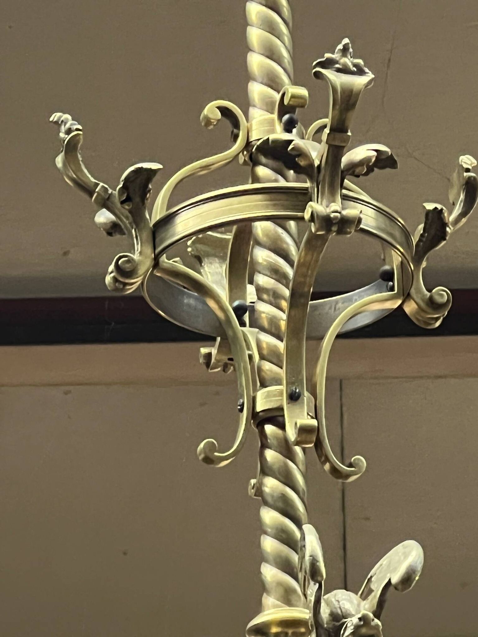Grand antique chandelier in Gothic style.