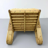 Chaise longue en rotin, bambou et tissu, France, années 1960