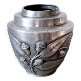 Art Deco pewter vase. Signed F. Cortesi
