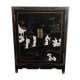 Small furniture in black Chinese lacquer with carved soapstone, mother-of-Pearl inlay.