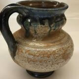 Belgian flamed salt-glazed stoneware pitcher by Pitot