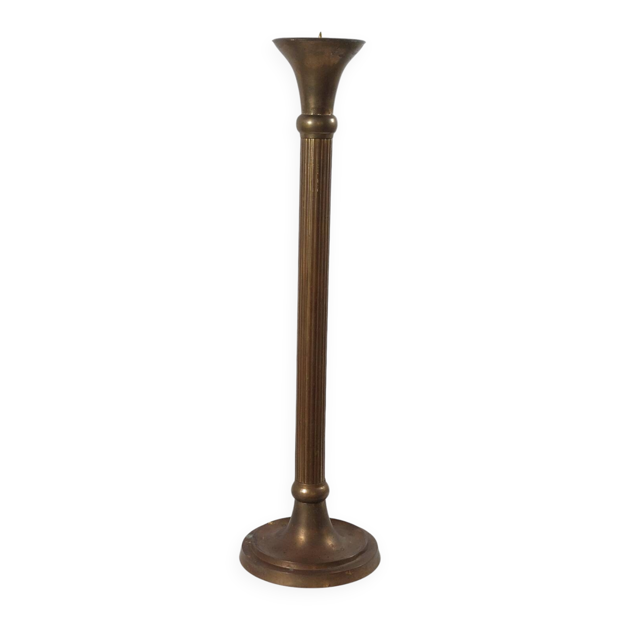 Bougeoir en laiton patiné antique décor colonne Empire