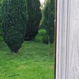 1900s coat rack patina gray mirror brass hooks