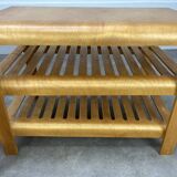 Pair of curved wooden entrance benches 1980