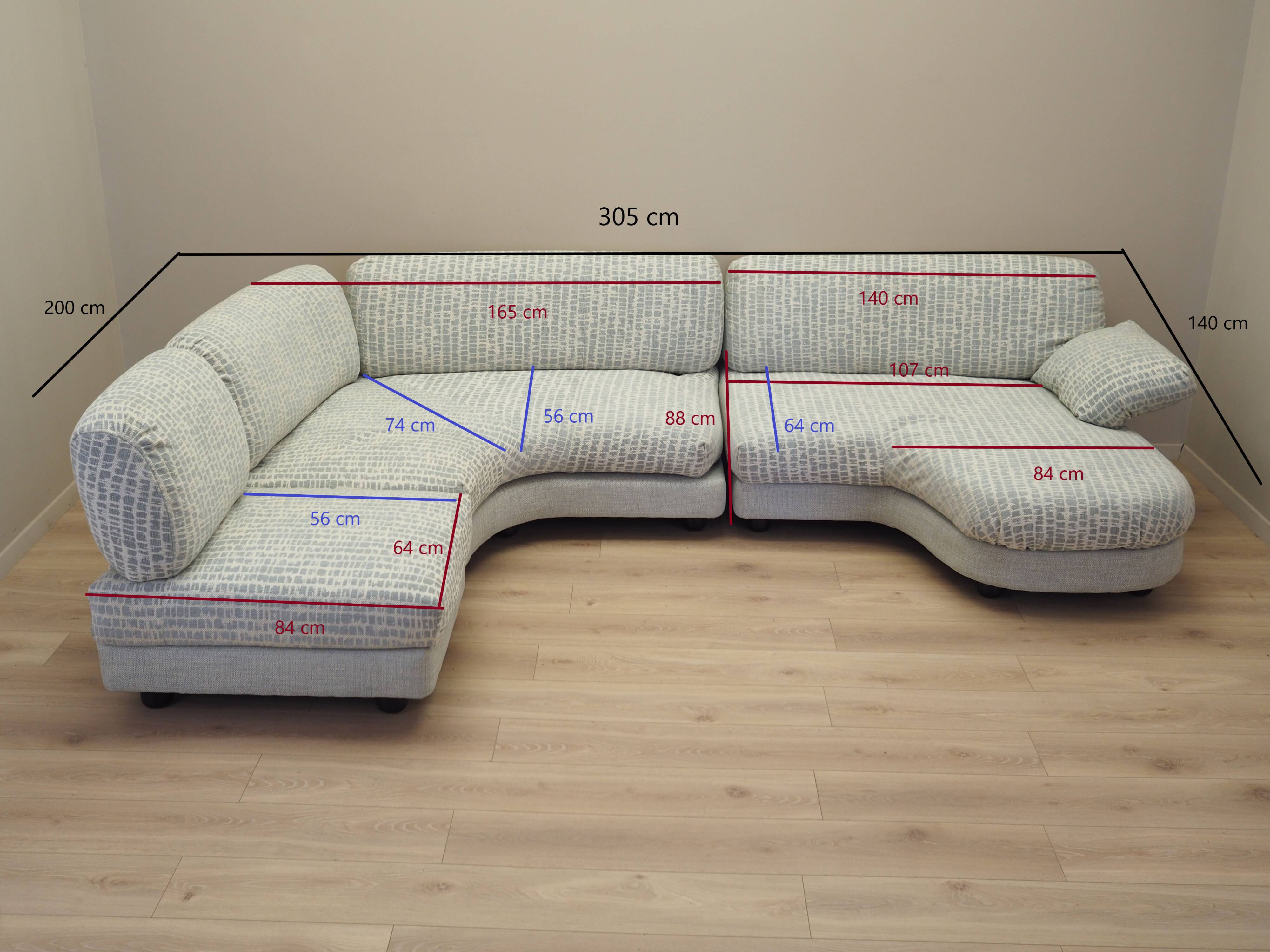 Modular corner sofa, Italian design, 1970s, production: Italy