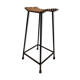 High forged iron and rattan stool - 1950s