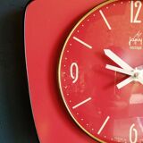 Formica vintage silent wall clock "Japy Electric Raspberry"
