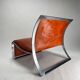 Set of Chromed Metal and Leather Armchairs by Vittorio Introini for Saporiti, 1965