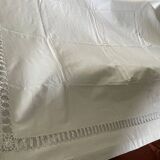 Antique linen-cotton sheet with LR monogram, embroidered