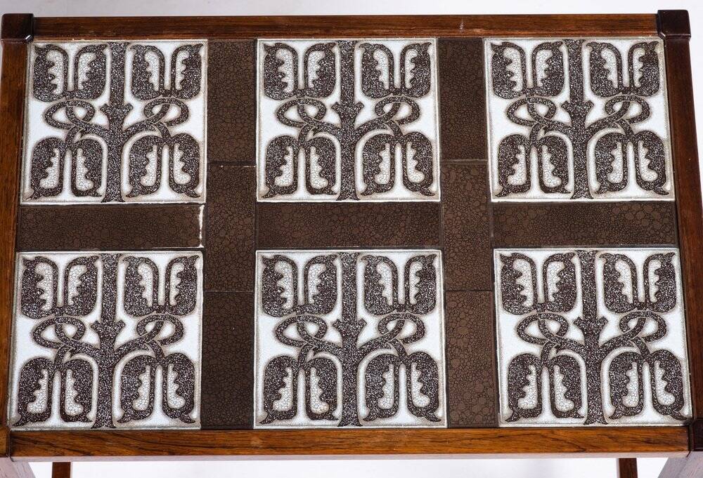 Nest of Tables in Rosewood with Tiles, Denmark, 1960s, Set of 3