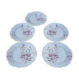 Lot de 5 assiettes à dessert anciennes motifs fleurs