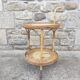 Round dessert bar in rattan and vinyl braided straw way