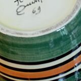 Henriot Quimper ball vase orange green arabesques