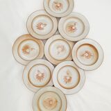 Série de 9 assiettes creuses grès de l'étang