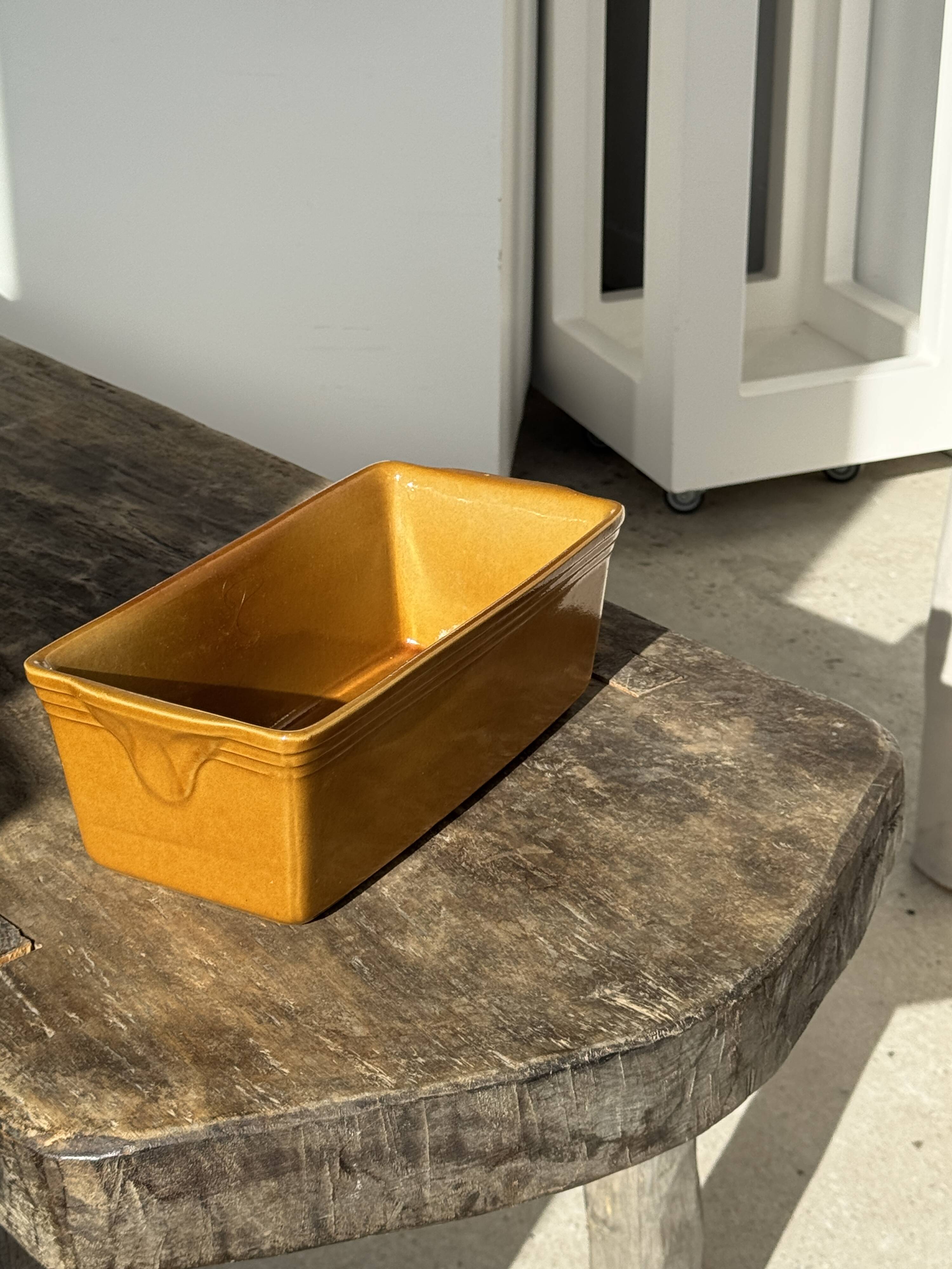 Large ceramic terrine dish in honey and caramel colour H10 L29