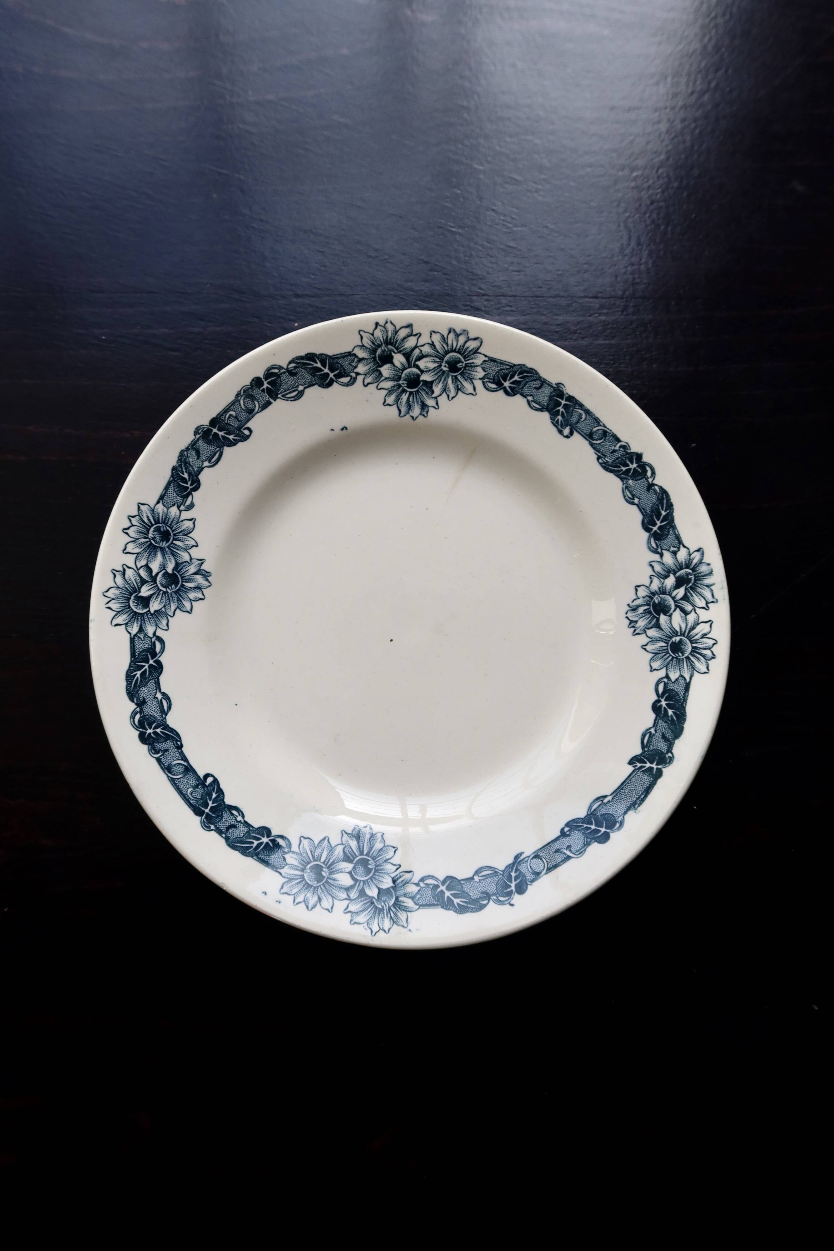 Antique dessert plate, Longchamp ironstone, Denise model.