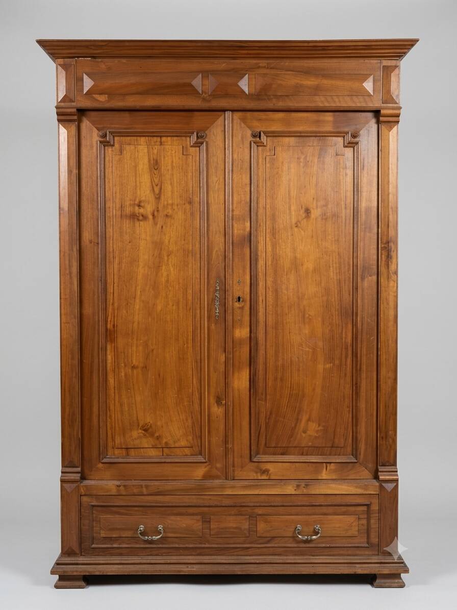 Armoire ancienne bois massif avec corniche
