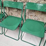 Set of 6 green folding patio chairs