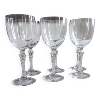 Set of 6 chiseled glass wine glasses