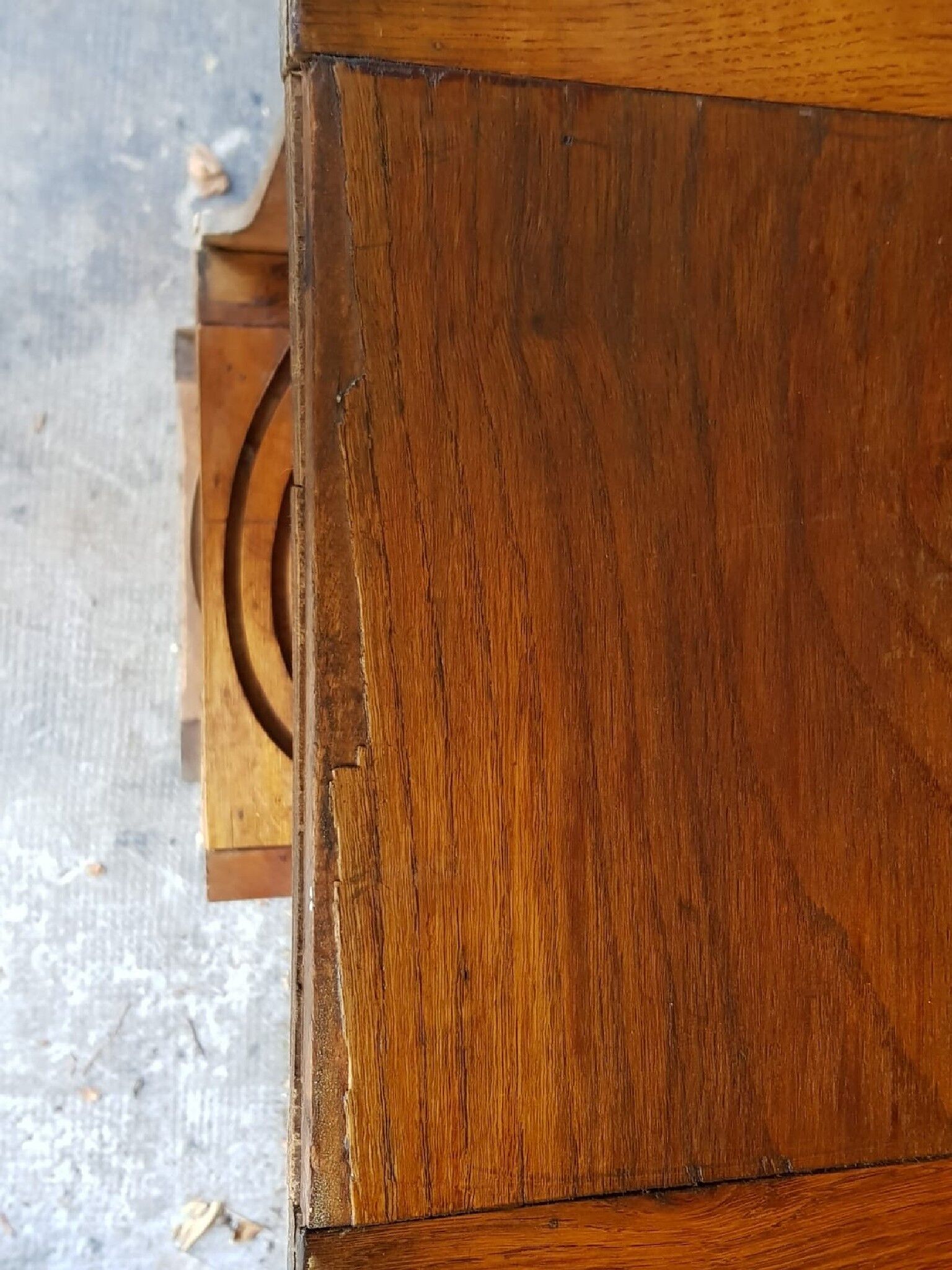 Old oak curtain cabinet