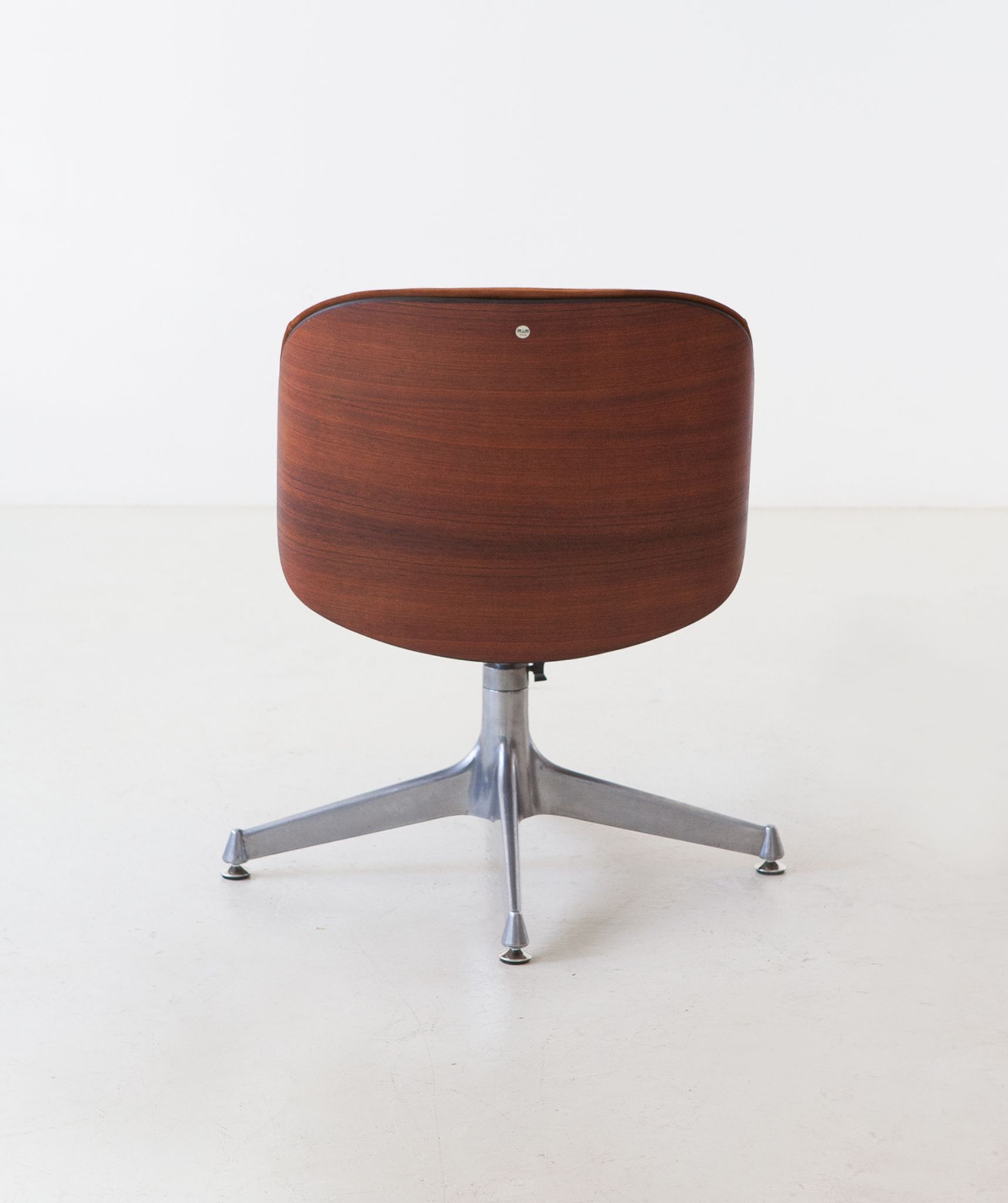 Desk Chair by Ico Parisi for Mim, Exotic Wood and Suede Leather