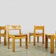 🟡 Vintage pine brutalist dining table chairs, Ate van APELDOORN, 1970s