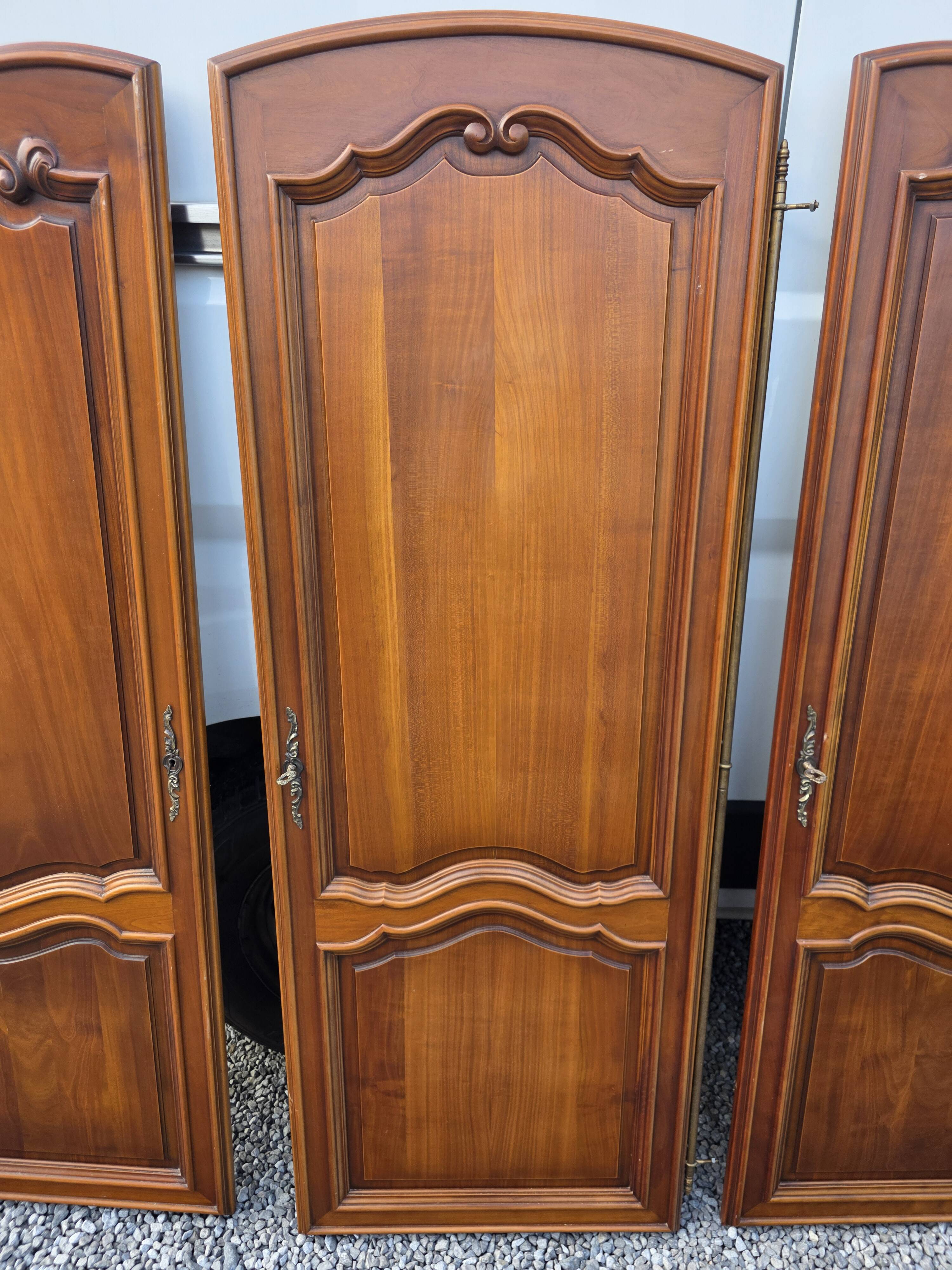 3 Louis XV style wardrobe doors in solid cherry wood