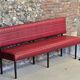 1960s double bistro bench in buttoned burgundy red skai