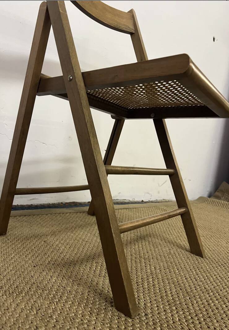 Vintage wooden and cane folding chair