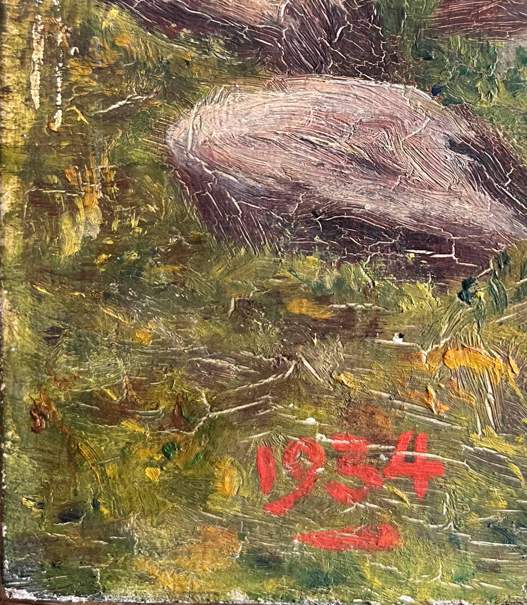 Tableau HSP 1934 "Mountain Landscape" signed Ch. Pfister Savoie (?)