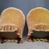 Pair of flared back toad armchairs
