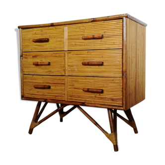 Vintage bamboo chest of drawers France 1960s