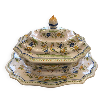 Tureen and its oval platter in moustiers - perfect condition