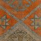 Tapis de couloir turc vintage orange citrouille et gris, 86 x 356 cm