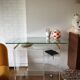 Plexiglas desk and vintage glass