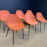 Ensemble de 6 chaises Guariche orange