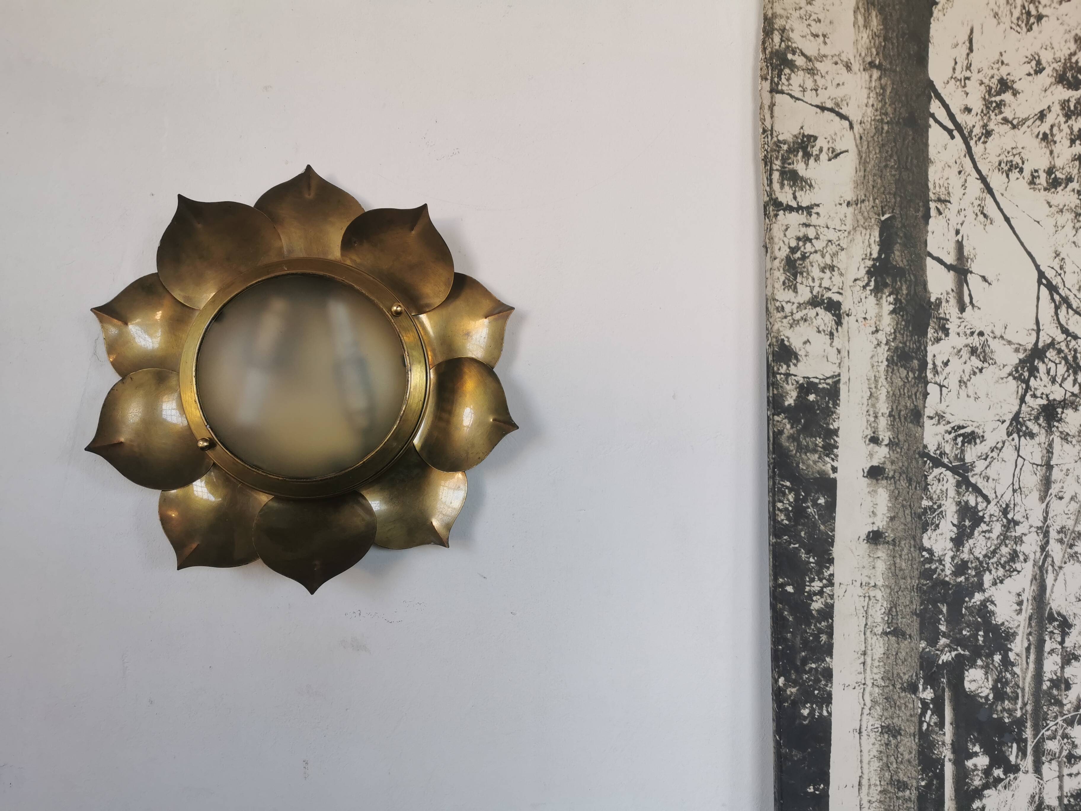 Brass flower ceiling or wall light