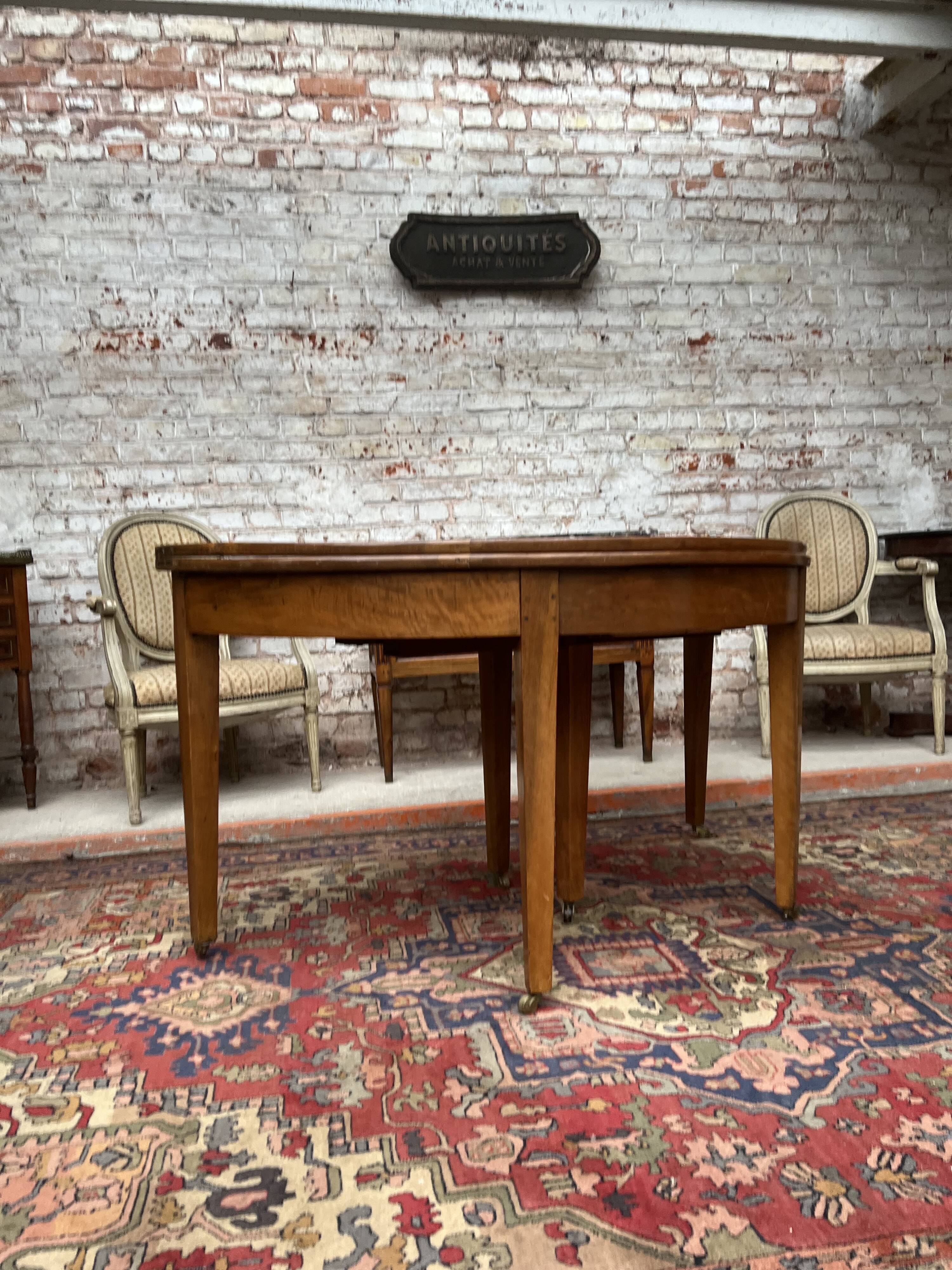 Oval table half moon walnut stamped period directoire xviii th century