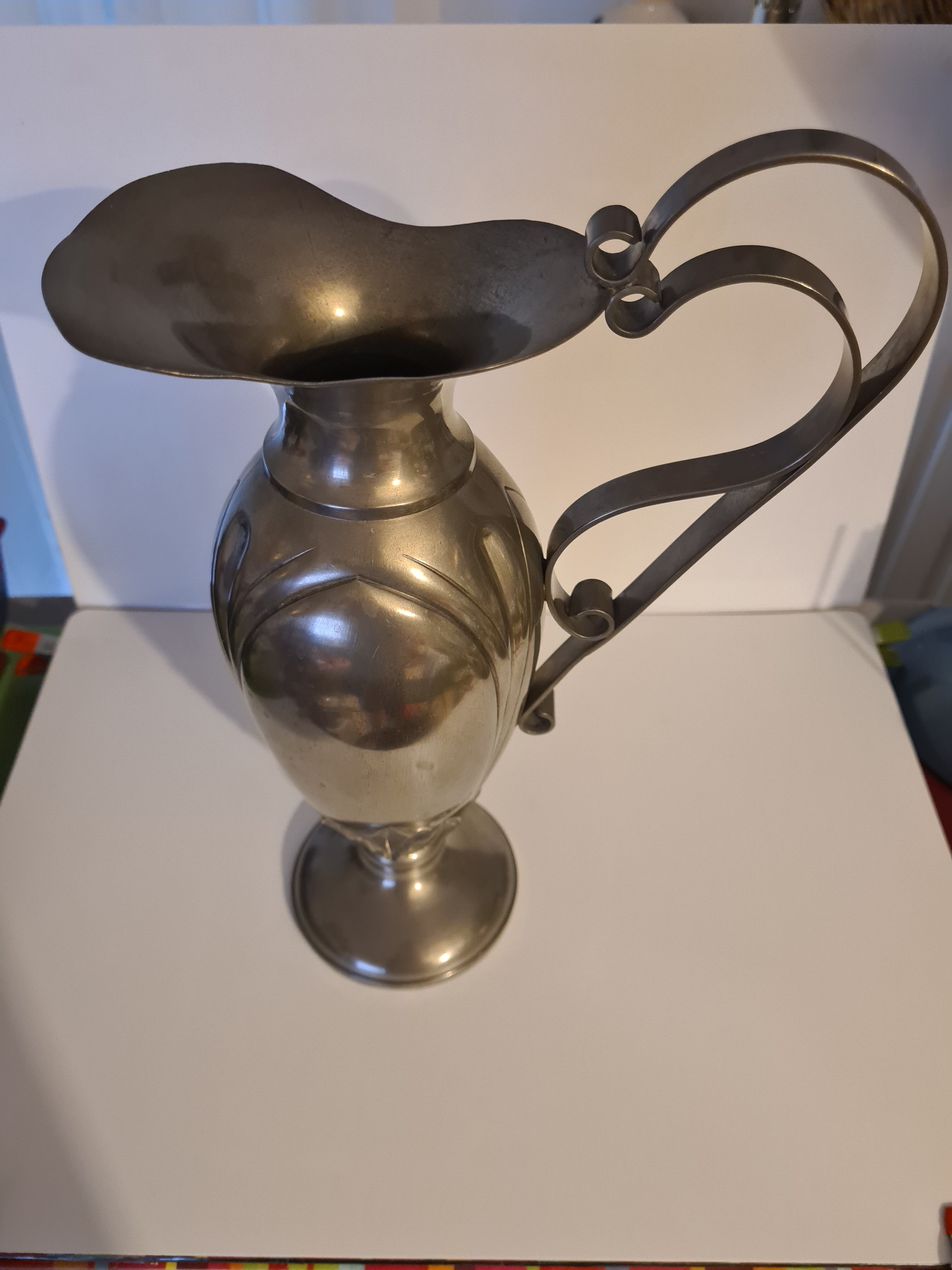 Pure brass ewer signed L Rozay Art Nouveau Style
