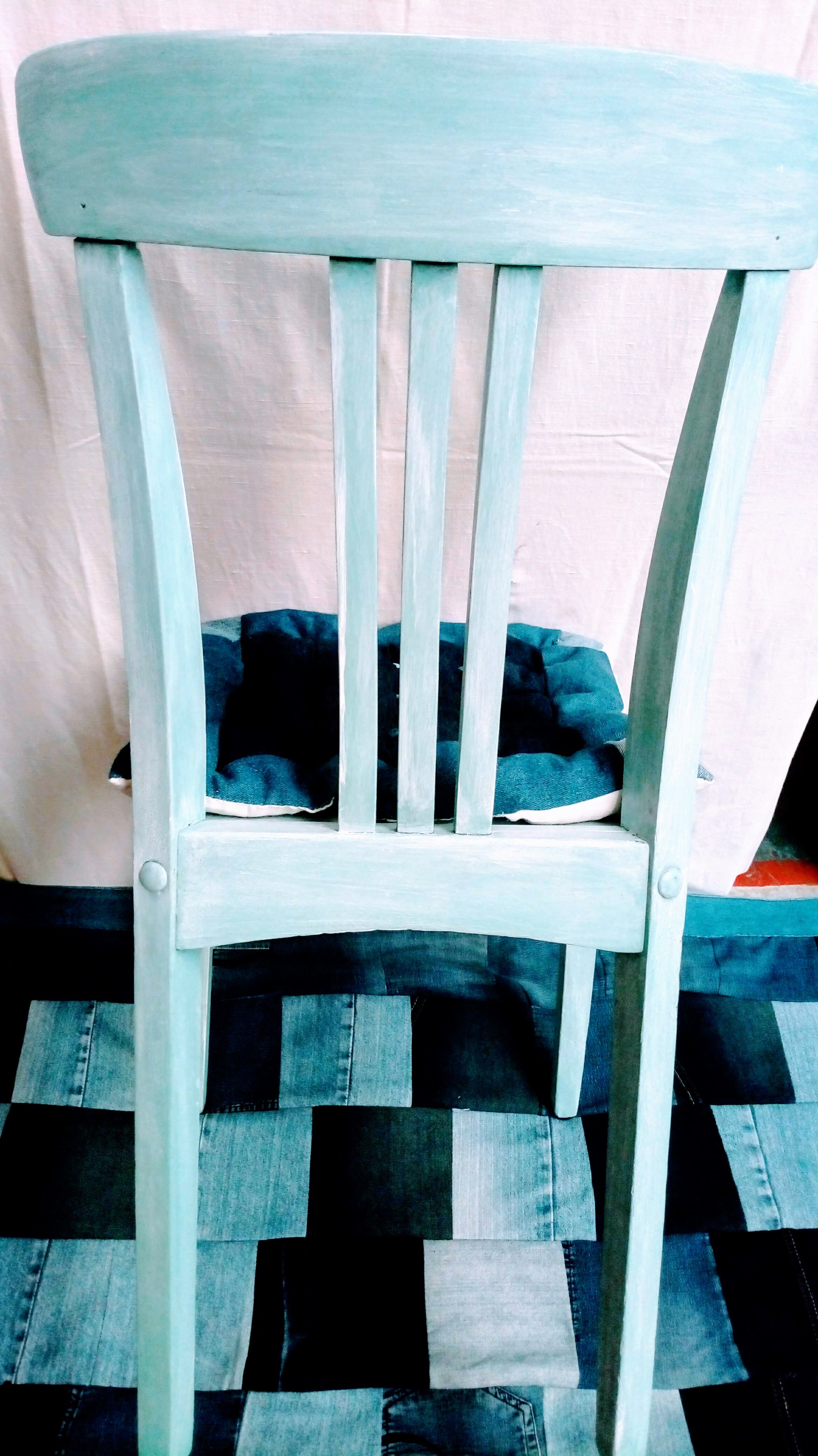 Patinated old blue bistro chair