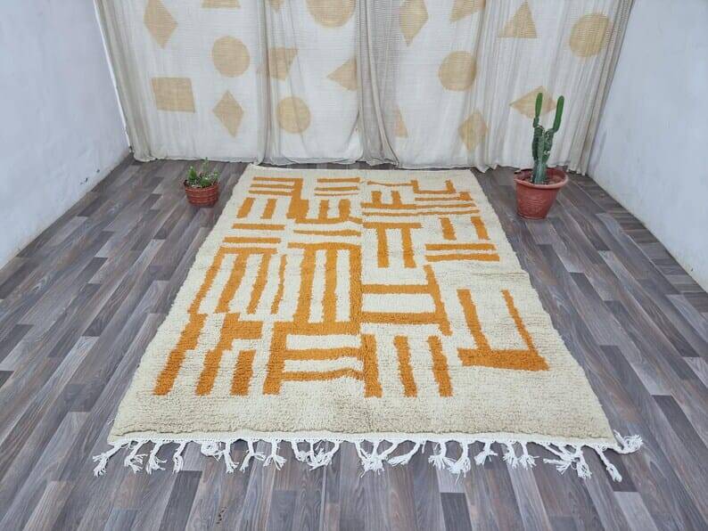Handmade Berber rug Azilal orange size 150 x 250 cm