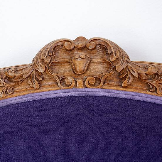 French bergere armchair - New mauve velvet upholstery